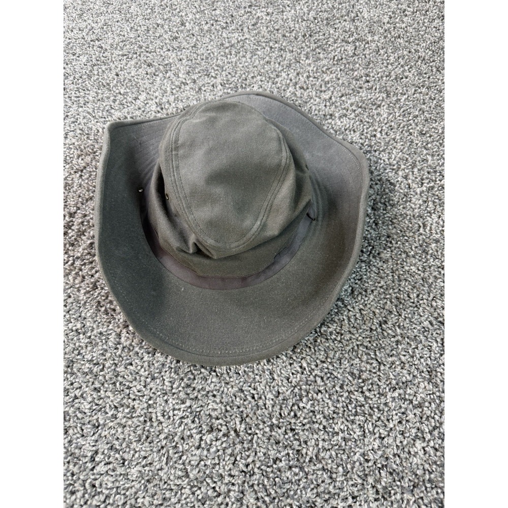 Vintage Filson Tin Cloth Bush Hat Men's Size Large Green Waxed Canvas Outdoor